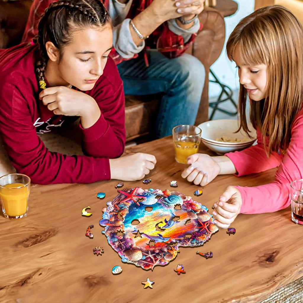 Coral and Dolphin Wooden Jigsaw Puzzle