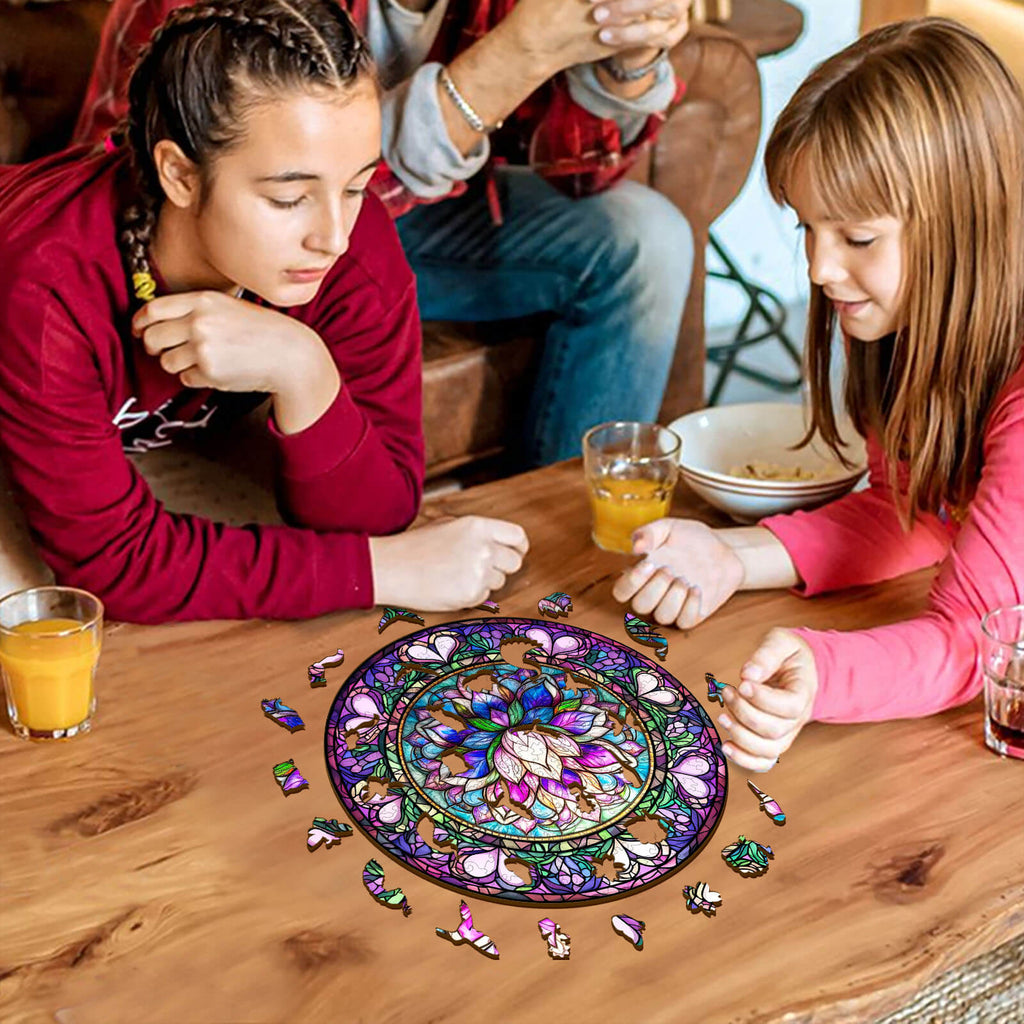 Stained Glass Lotus-1 Wooden Jigsaw Puzzle