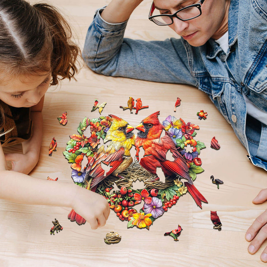 sweet cardinal Wooden Jigsaw Puzzle