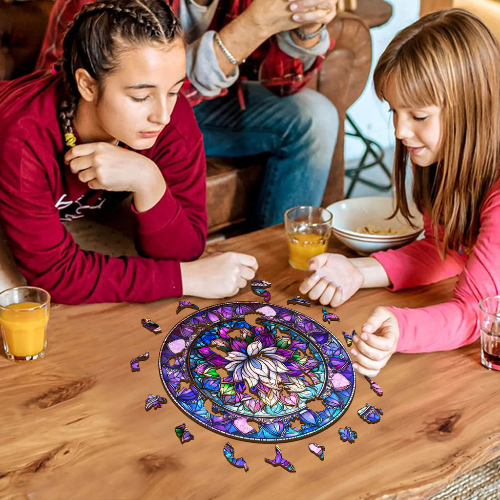 Stained Glass Lotus-2 Wooden Jigsaw Puzzle