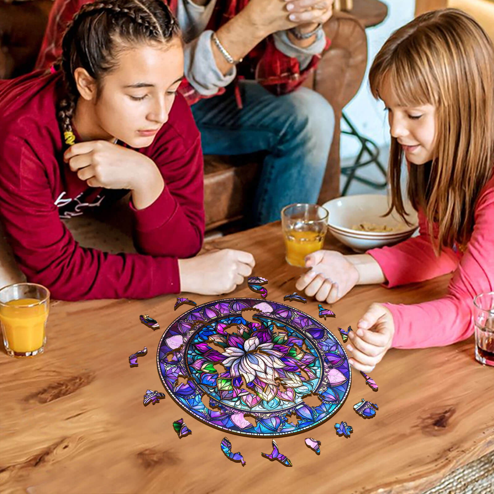 Stained Glass Lotus-2 Wooden Jigsaw Puzzle