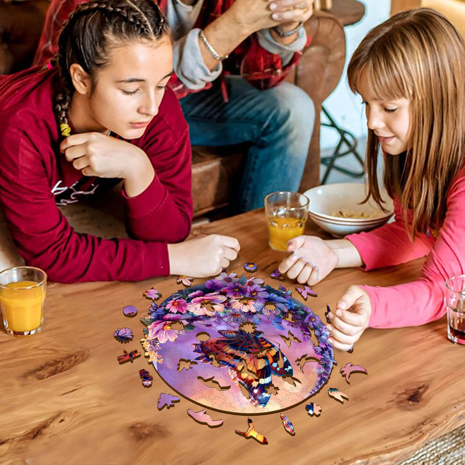 Butterfly and Moon-1 Wooden Jigsaw Puzzle