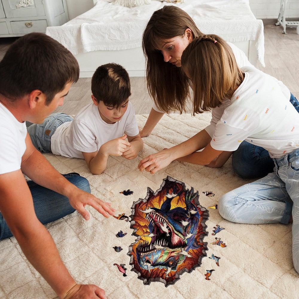 Wall Breaking T-rex Wooden Jigsaw Puzzle