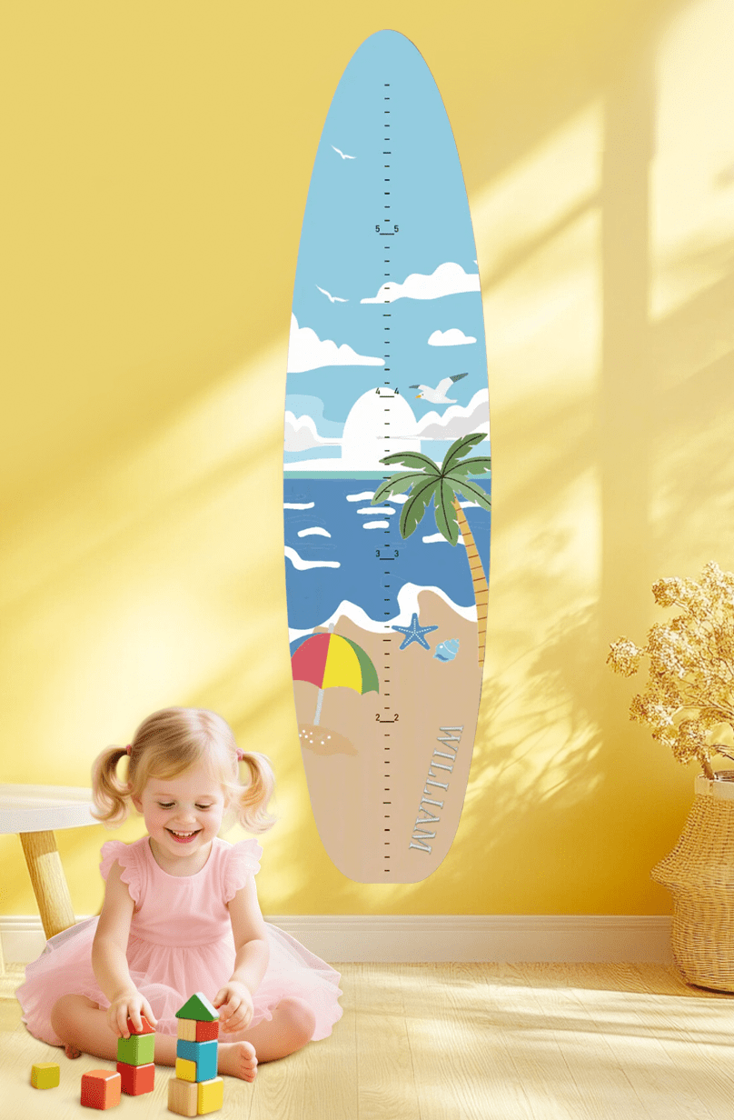 Personalized Wooden Surfboard Growth Chart Ruler