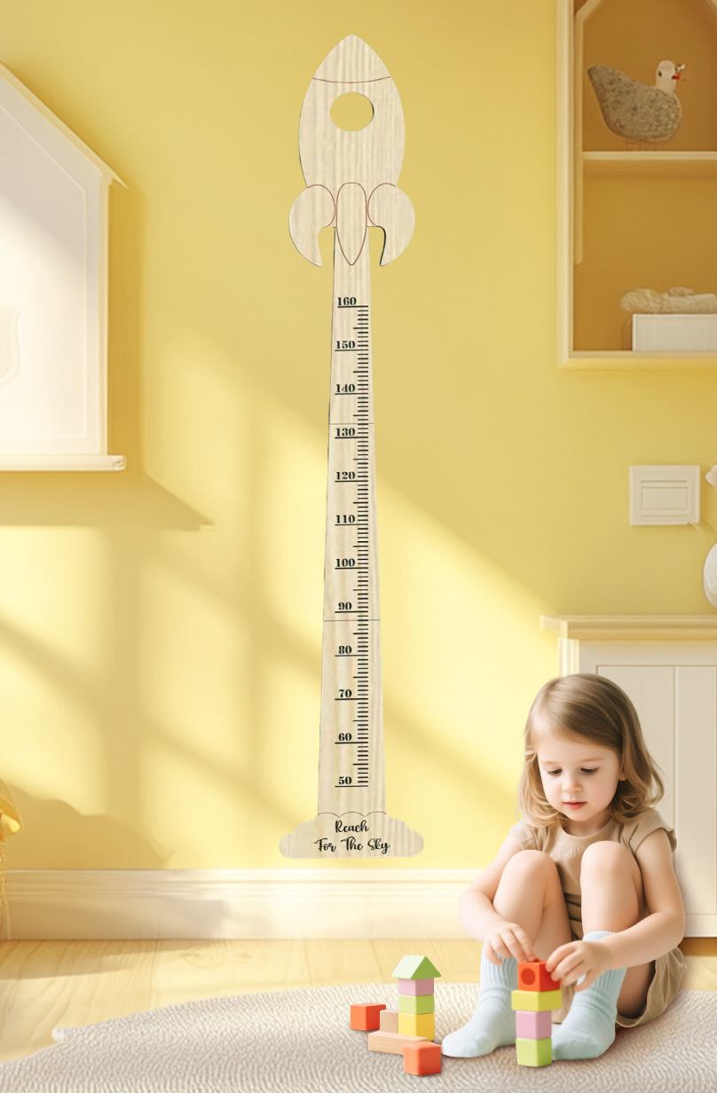 Personalized Wooden Rocket Growth Chart Nursery Decor