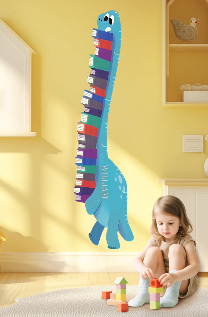 Personalized Wooden Book Dinosaur Growth Chart Ruler