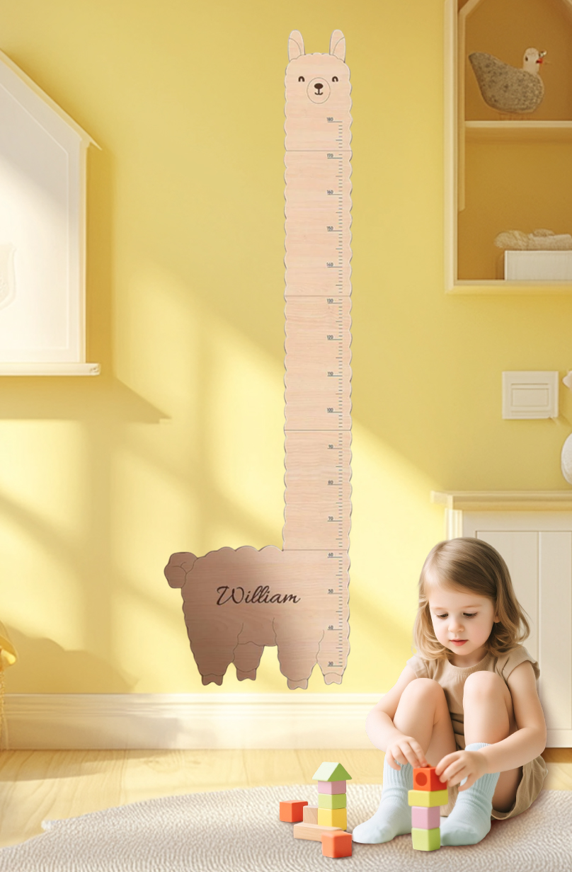 Personalized Wooden Alpaca Llama Growth Chart Ruler