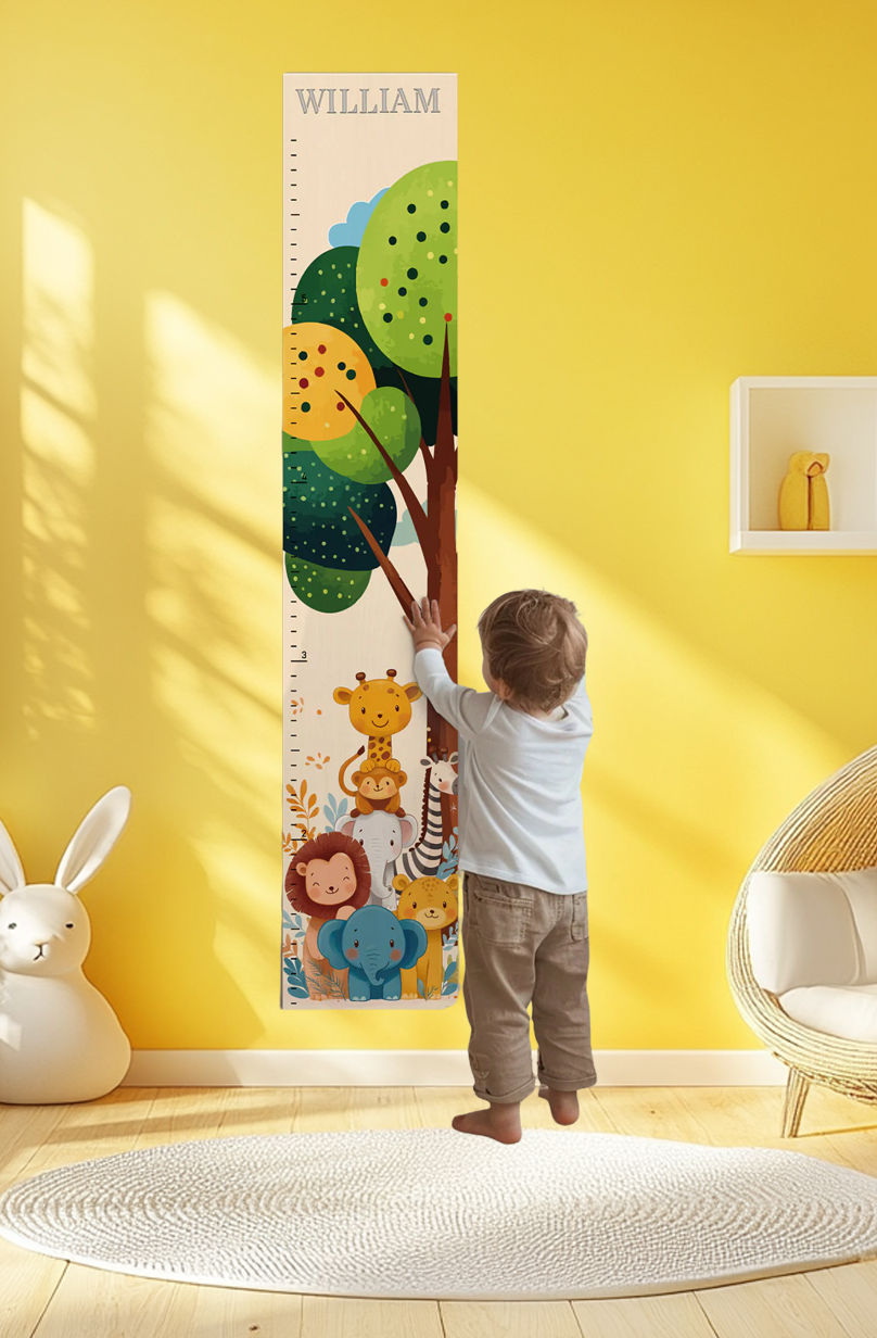 Personalized Wooden Jungle Animal Growth Chart Ruler