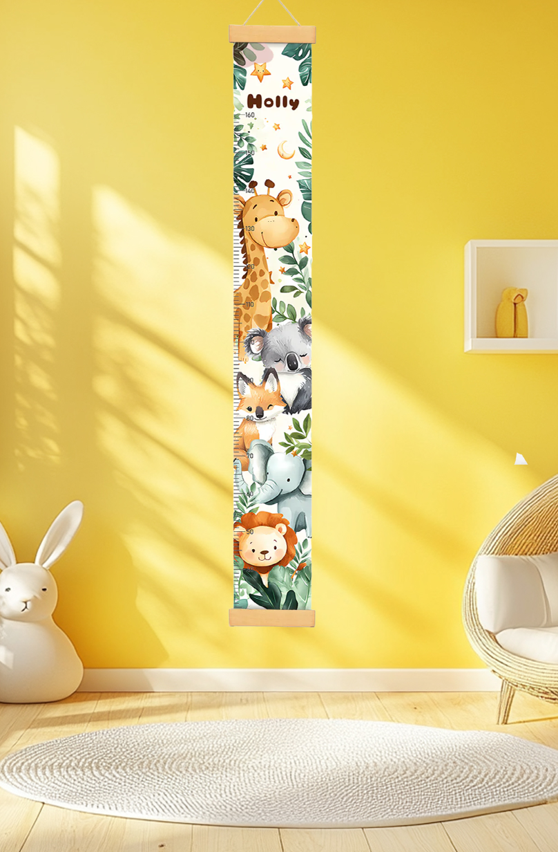 Personalized Forest Theme Hanging Canvas Height Ruler
