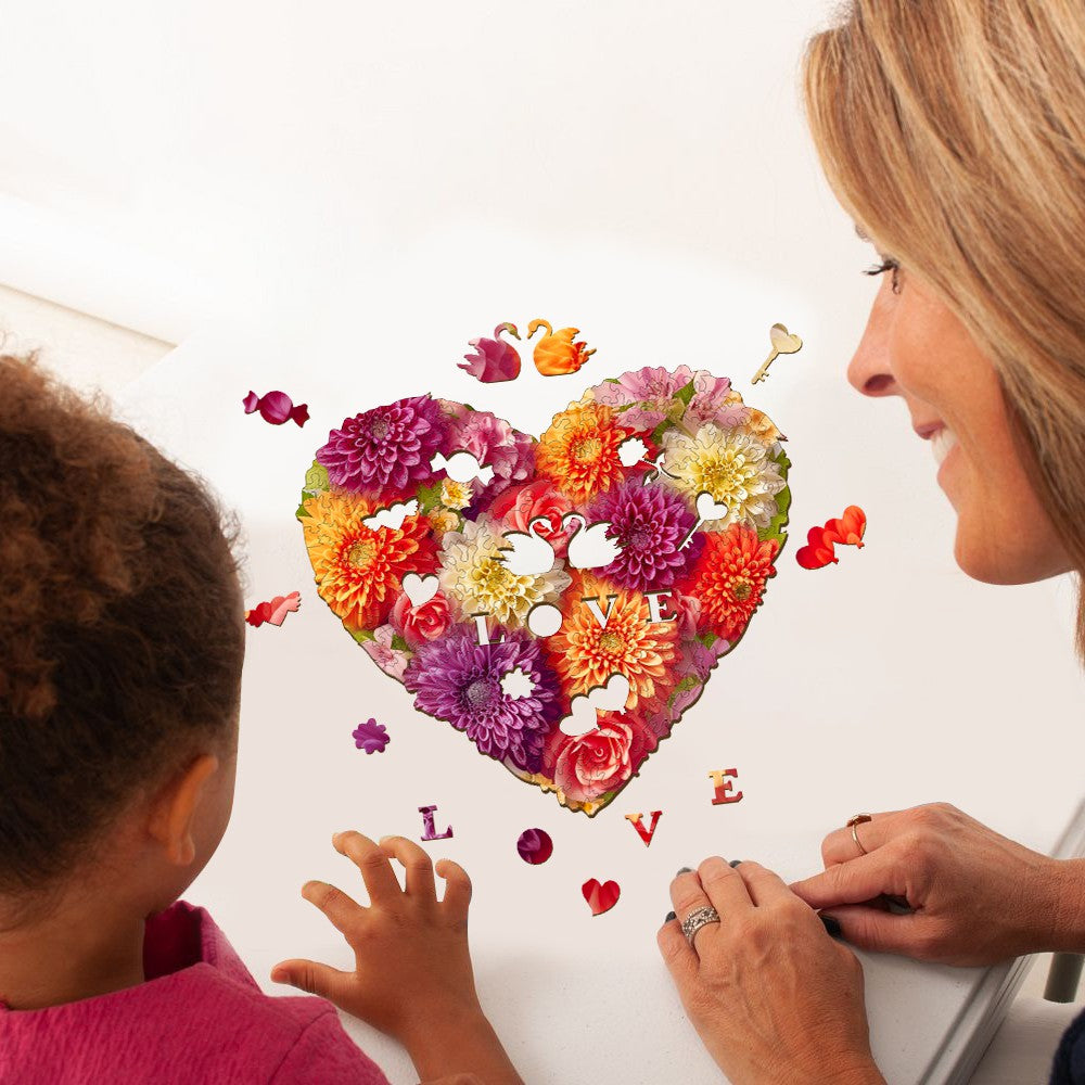 Flower Heart -2 Wooden Jigsaw Puzzle