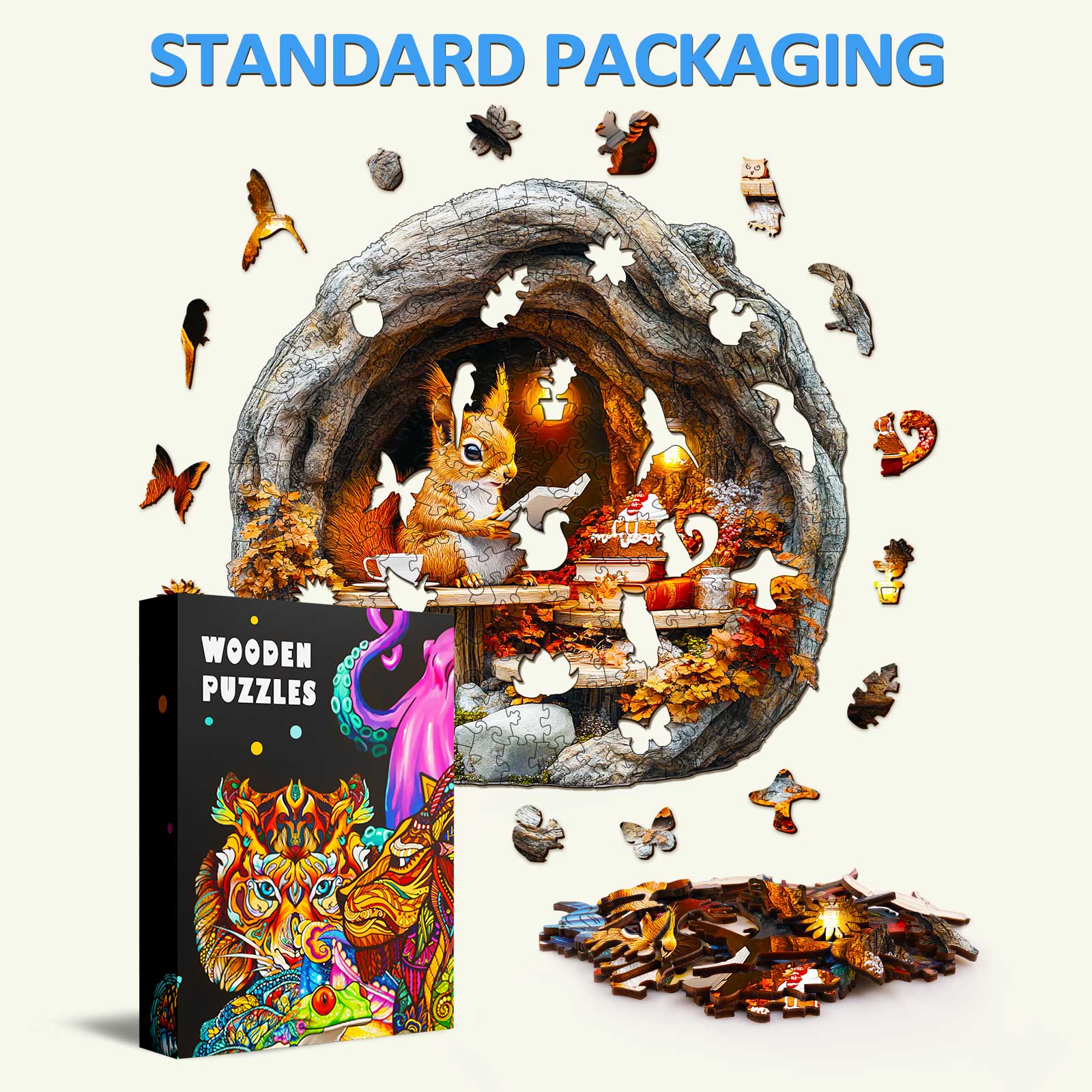3D Burrow Squirrel Wooden Jigsaw Puzzle