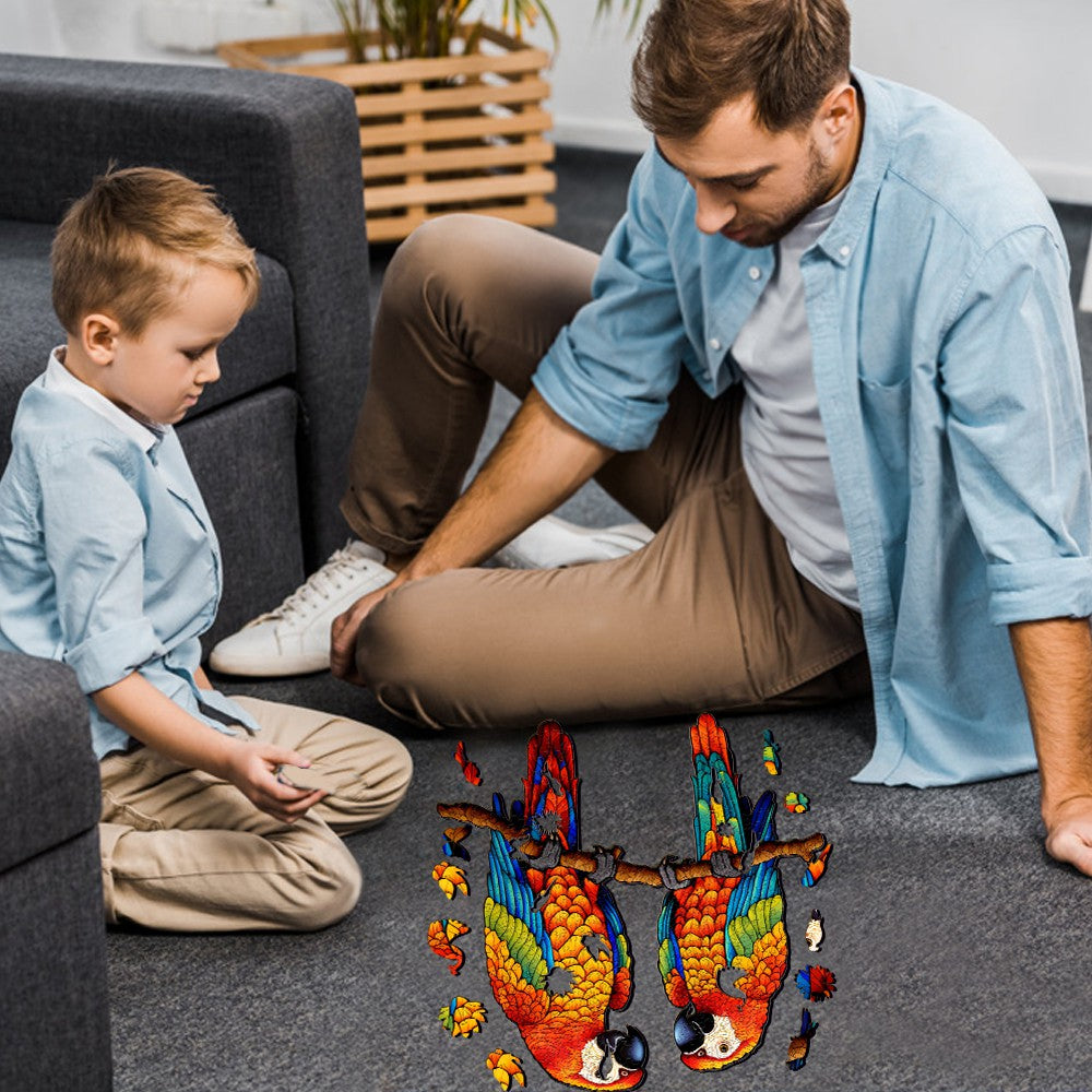 Chatting Parrots Wooden Jigsaw Puzzle
