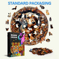 3D Dachshund-2 wooden jigsaw puzzle pieces scattered around packaging, showcasing a delightful dog design.