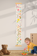 Personalized Blooming Flowers Hanging Canvas Height Ruler