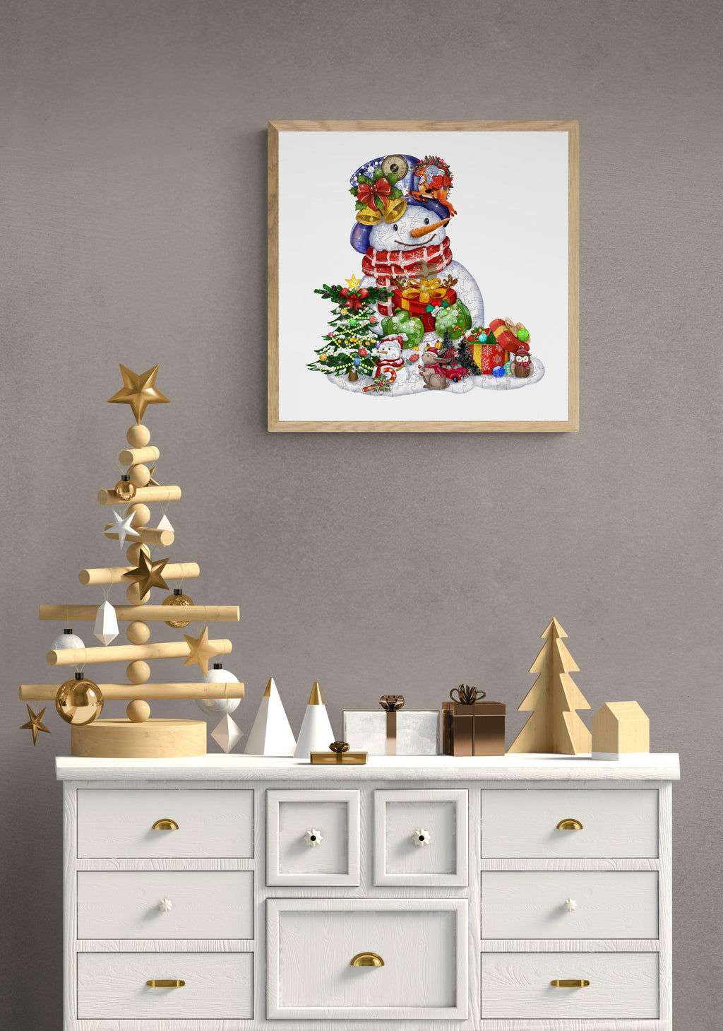 Christmas Snowman Wooden Jigsaw Puzzle
