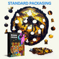 3D Halloween Wolf wooden jigsaw puzzle pieces with colorful packaging, perfect for puzzle enthusiasts and mind gamers.