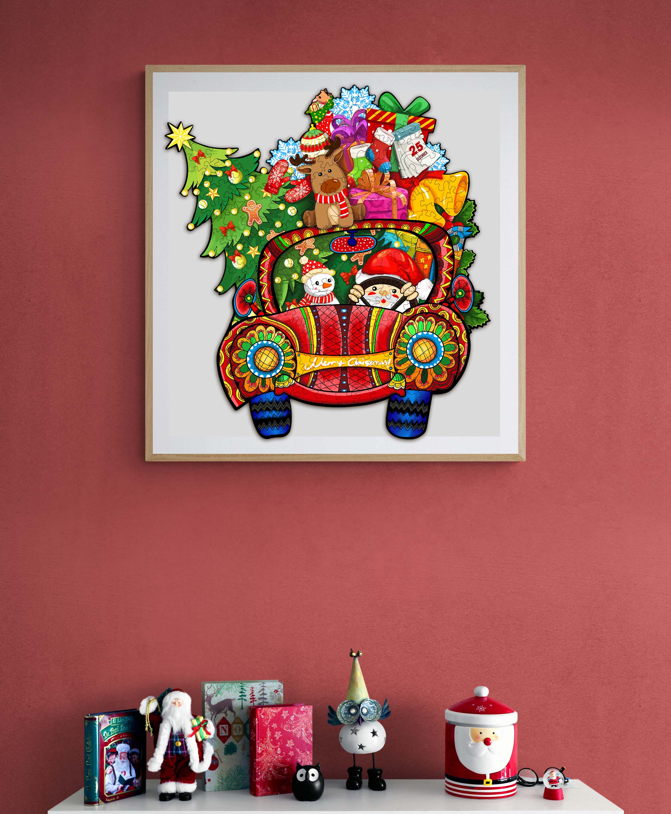 Christmas Car Wooden Jigsaw Puzzle