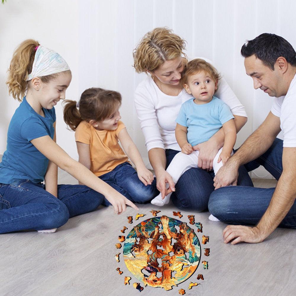 Beach Golden Family Wooden Jigsaw Puzzle
