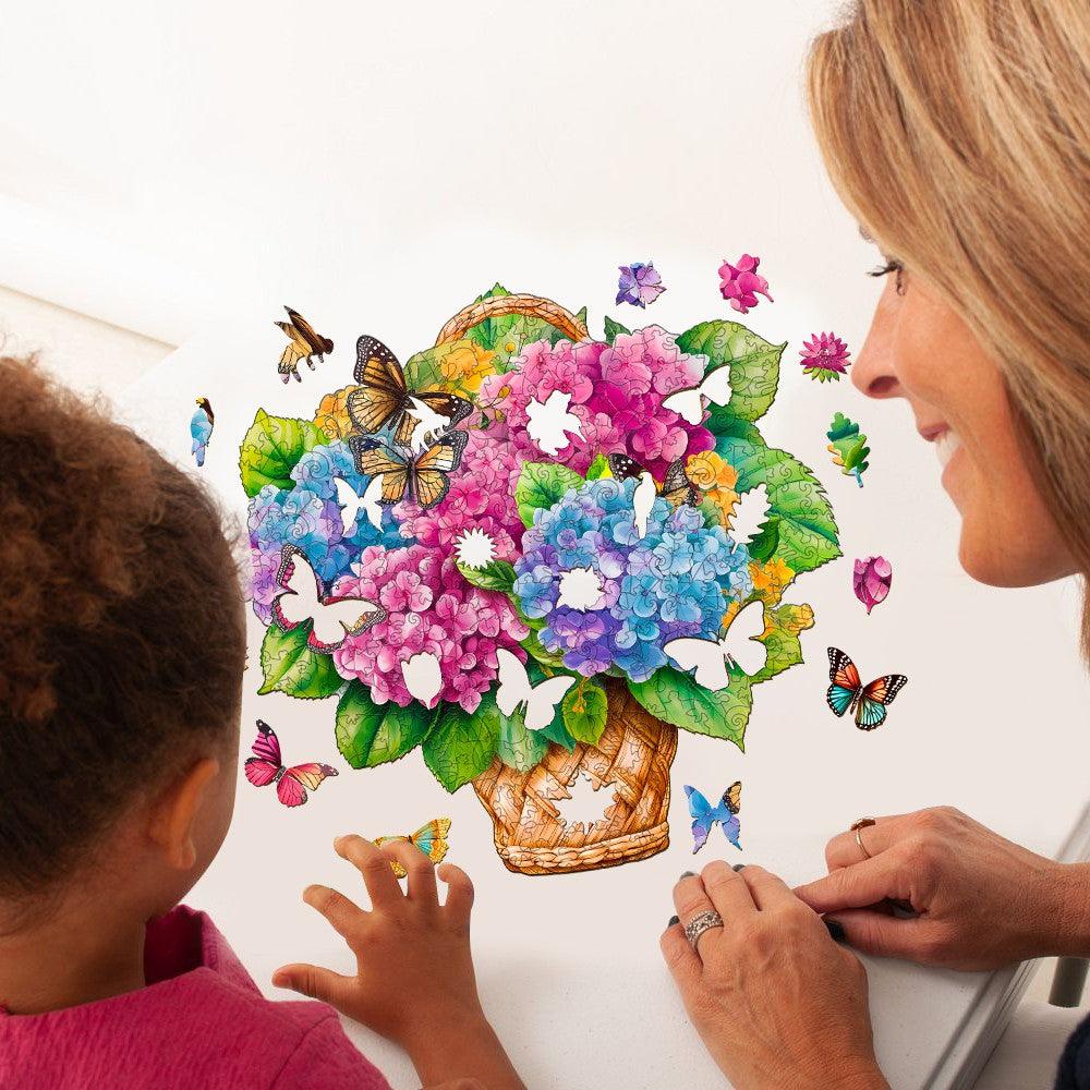 Flower Basket & Butterfly Wooden Jigsaw Puzzle
