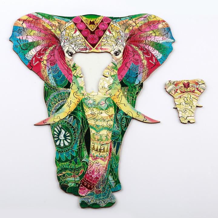 Coloured Elephant Wooden Jigsaw Puzzle