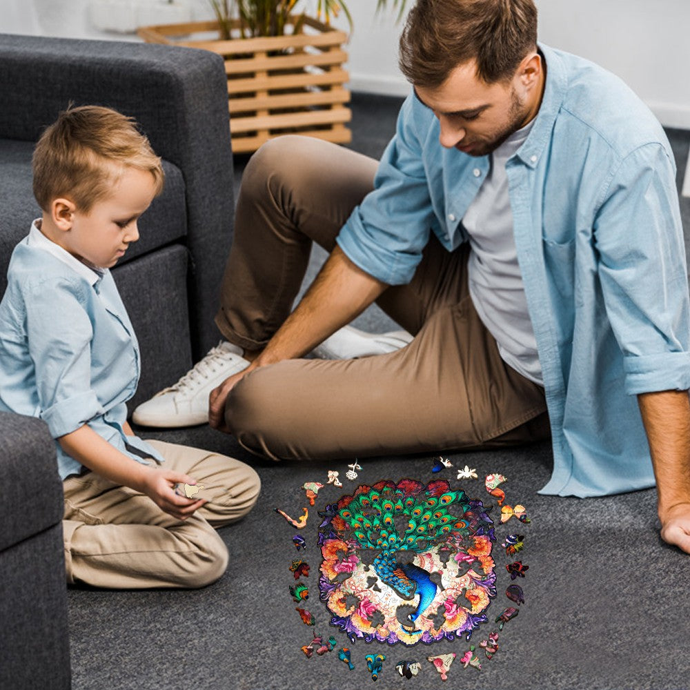 Male Peacock Wooden Jigsaw Puzzle