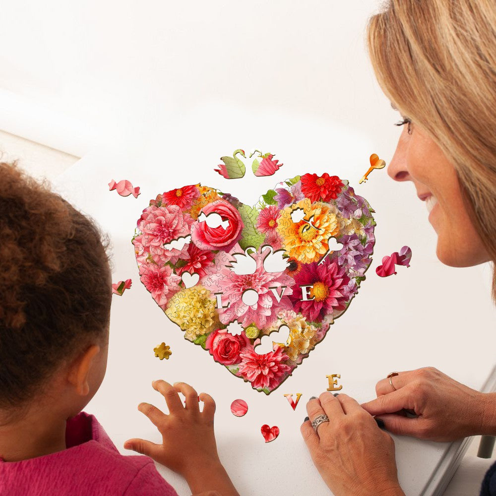 Flower Heart -3 Wooden Jigsaw Puzzle