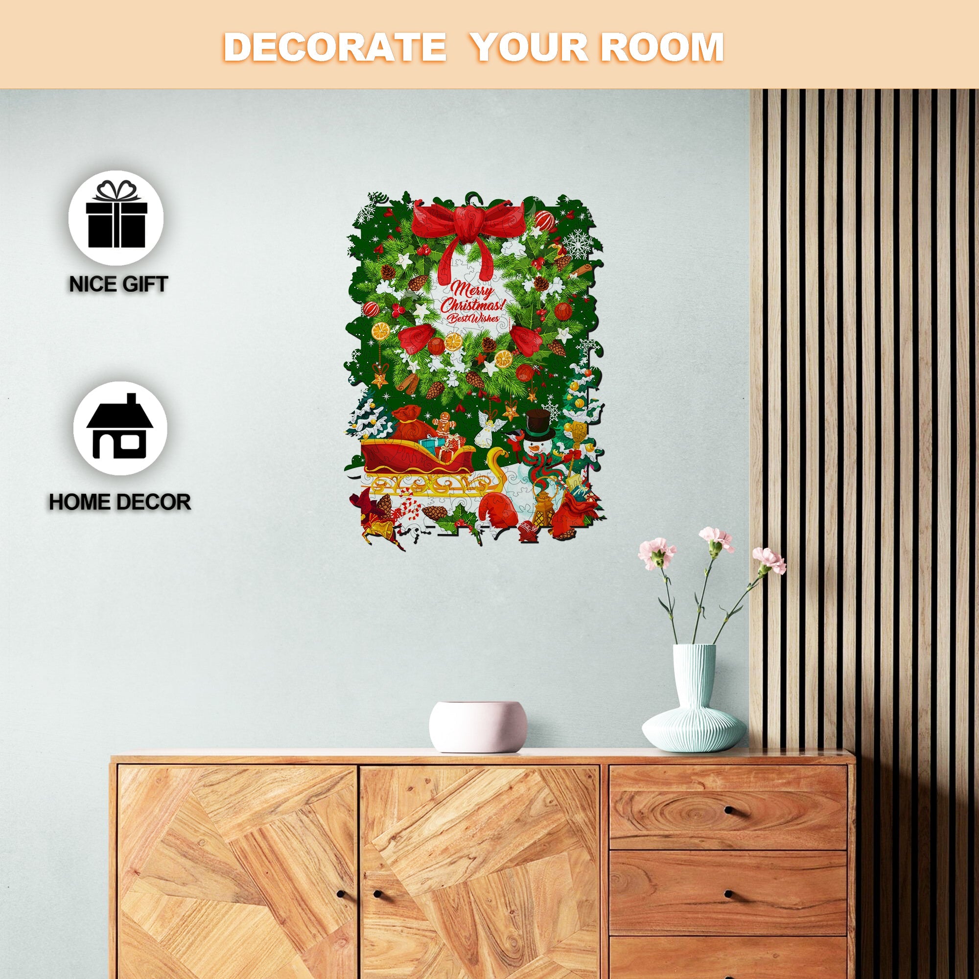 Merry Christmas Wooden Jigsaw Puzzle
