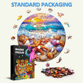 Ocean and Shells-2 Wooden Jigsaw Puzzle with vibrant marine scene and seashell pieces, ideal for sharpening focus and cognitive skills.