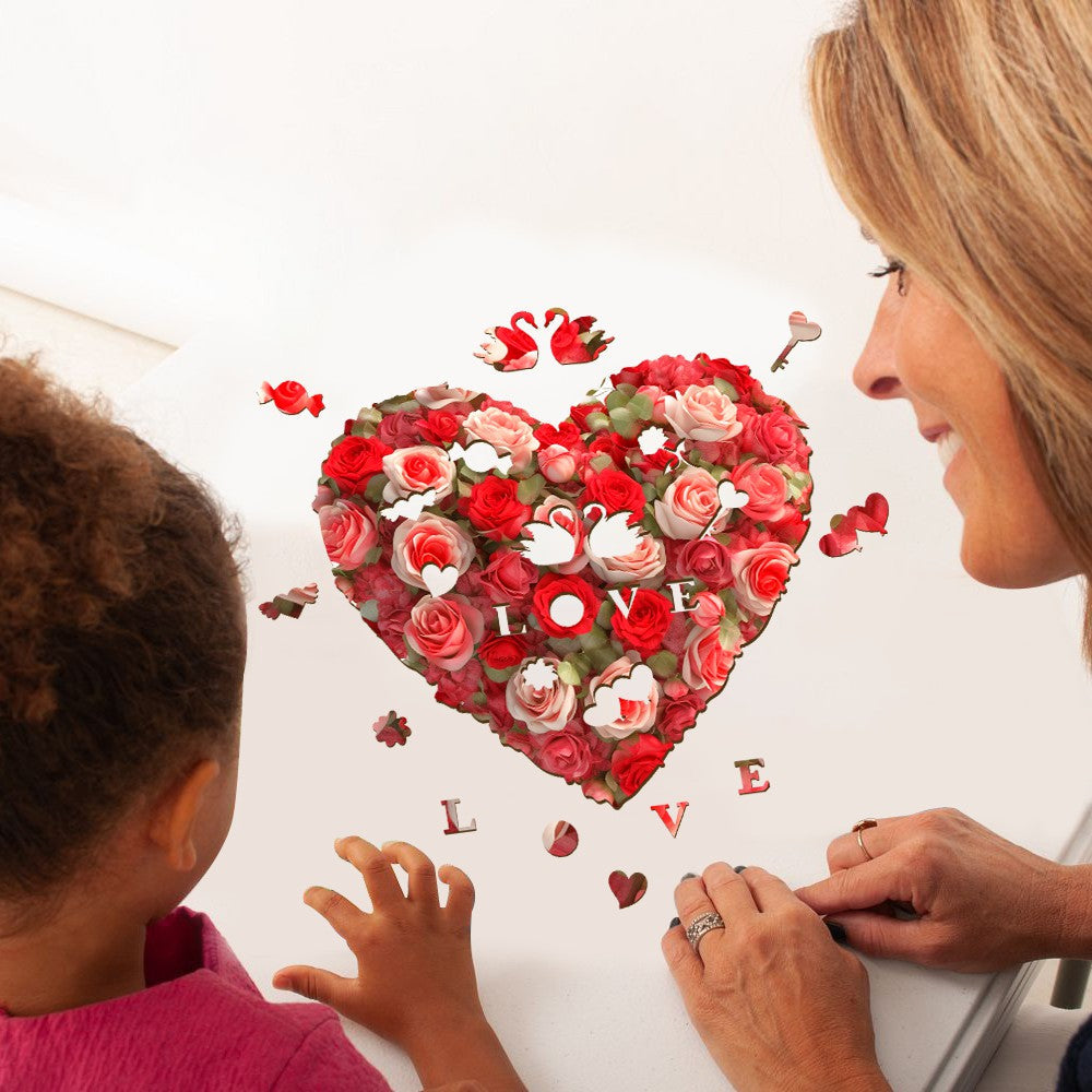 Flower Heart Wooden Jigsaw Puzzle