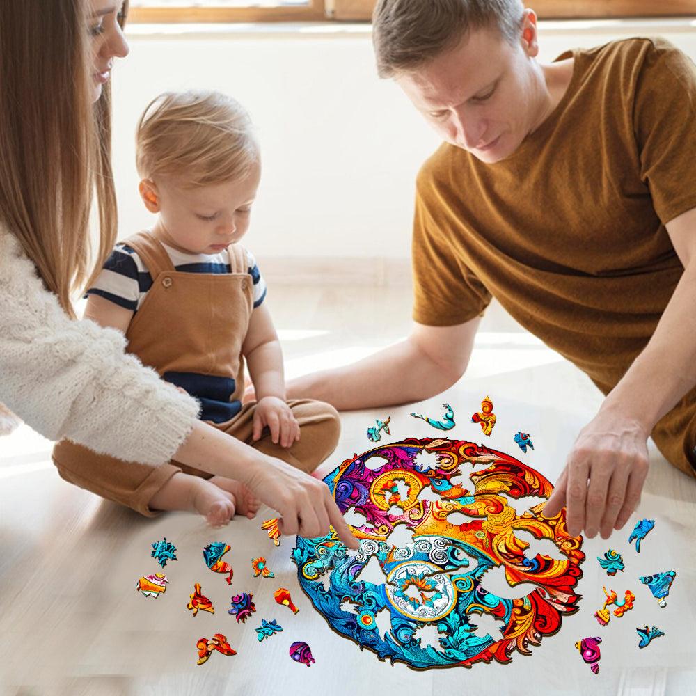 Yin Yang Mandala -5 Wooden Jigsaw Puzzle