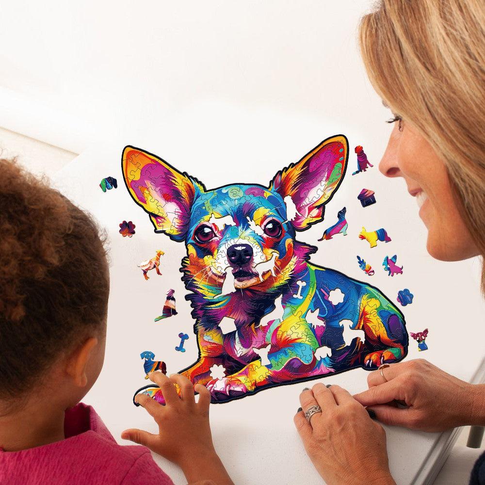 Colorful Chihuahua Wooden Jigsaw Puzzle