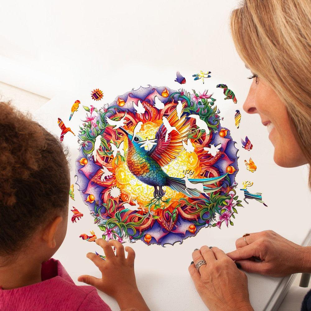 Mandala & Hummingbird 2 Wooden Jigsaw Puzzle