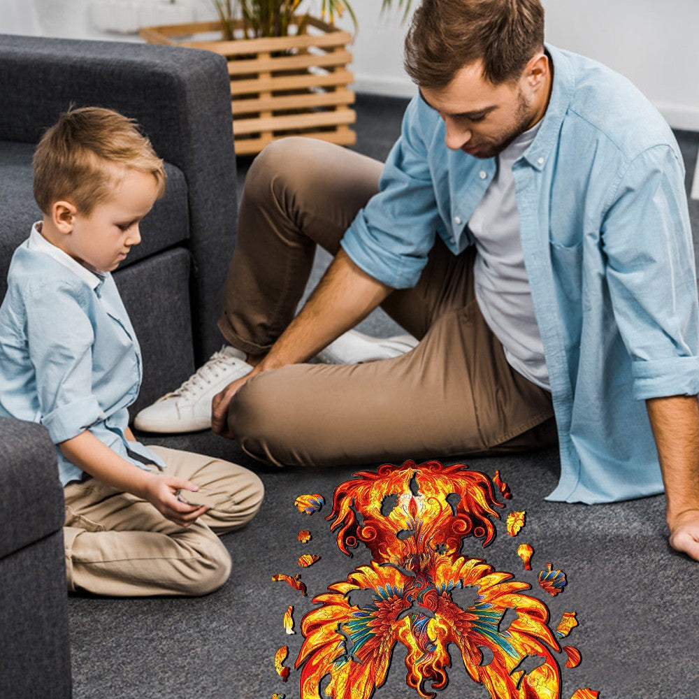 Flame-born Phoenix Wooden Jigsaw Puzzle