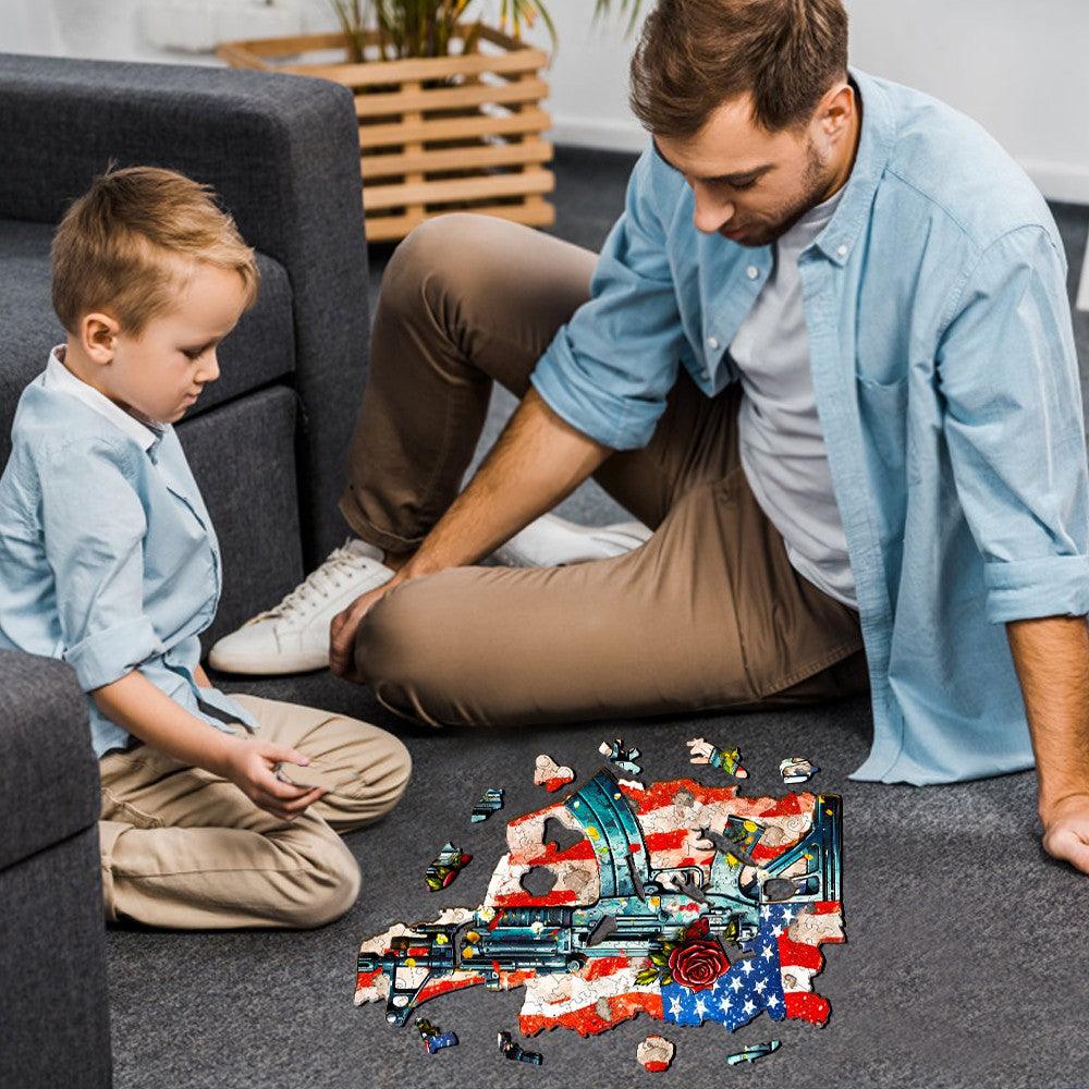 Gun And Rose Wooden Jigsaw Puzzle