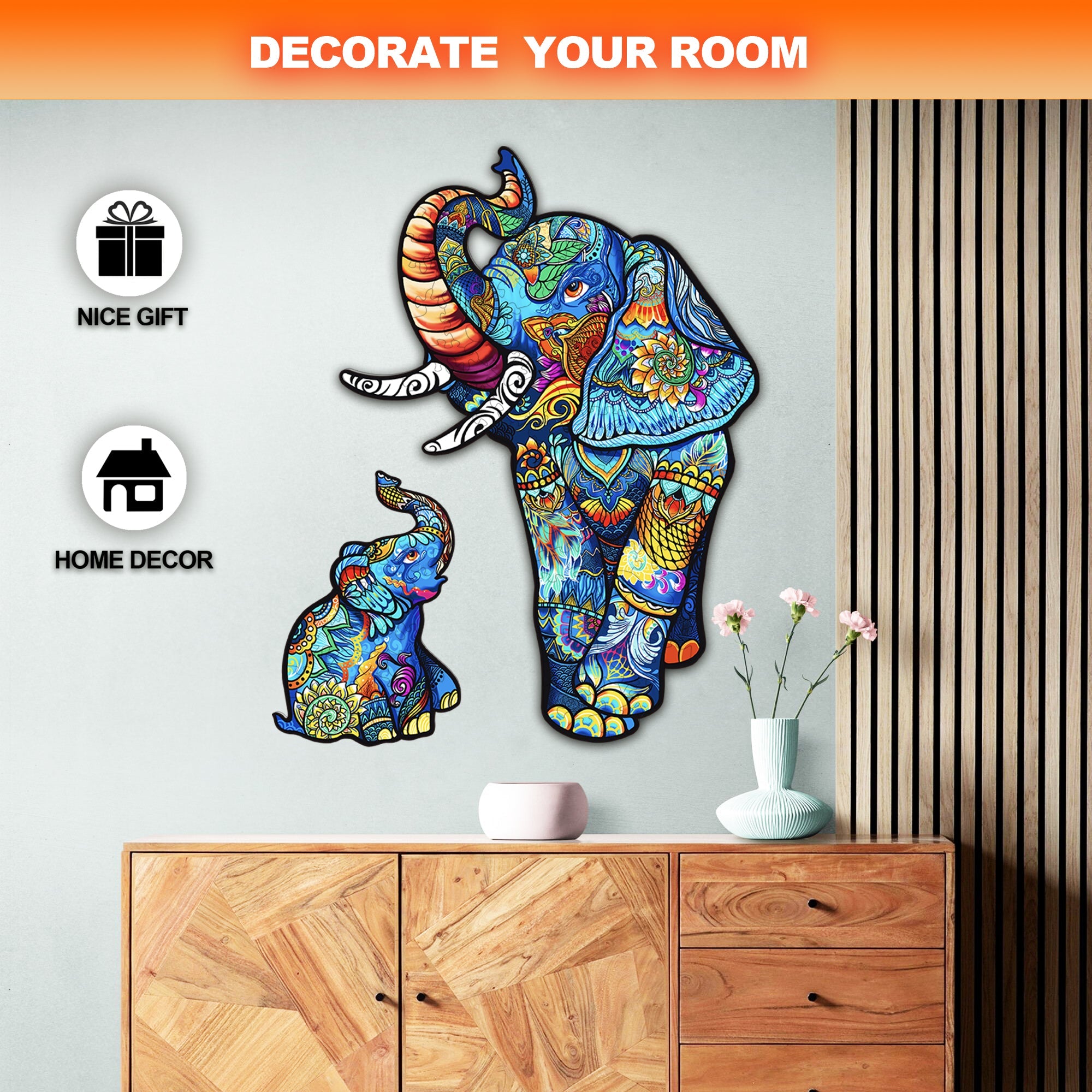 Elephant Family Wooden Jigsaw Puzzle
