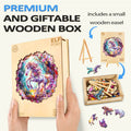 Elf Pony wooden jigsaw puzzle with a giftable box and small easel, perfect for mind games and focus-enhancing activities.