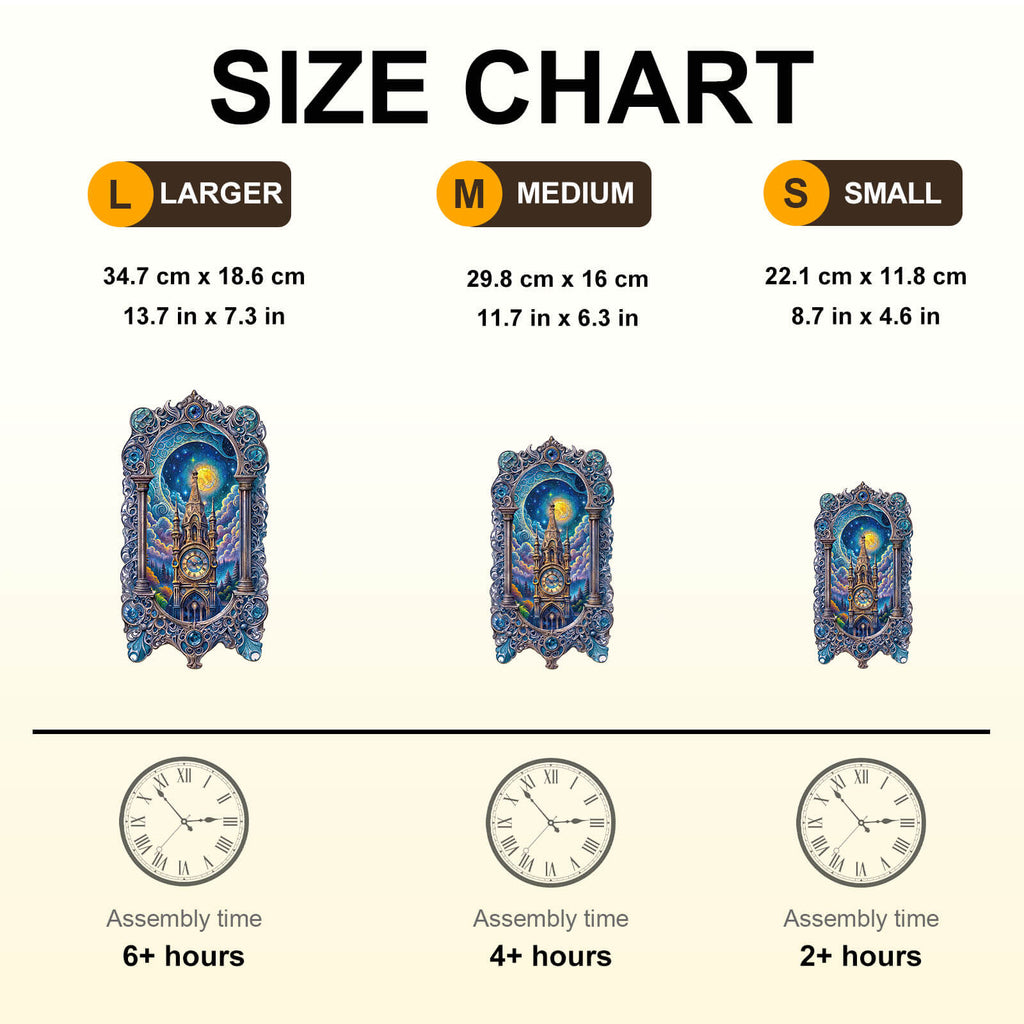 Moonlit clock tower Wooden Jigsaw Puzzle