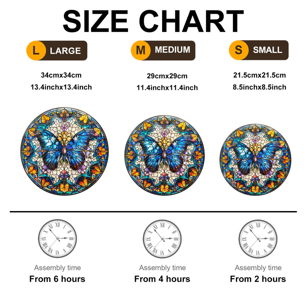 stained glass butterfly-2 Wooden Jigsaw Puzzle