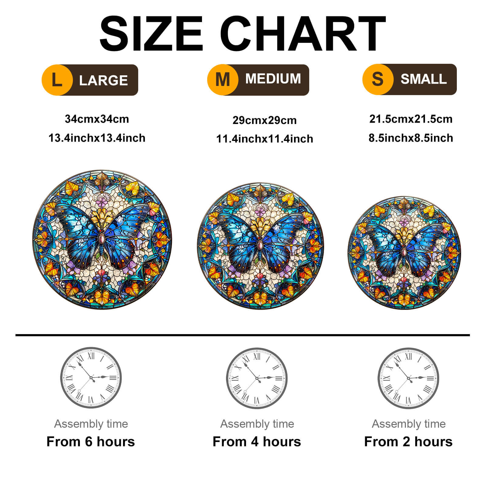 stained glass butterfly-2 Wooden Jigsaw Puzzle