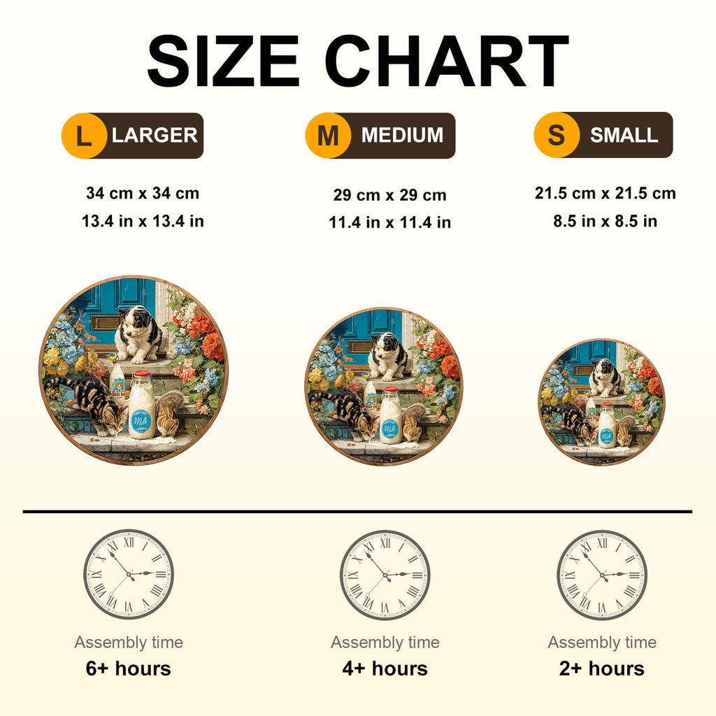 Animals drink milk time Wooden Jigsaw Puzzle