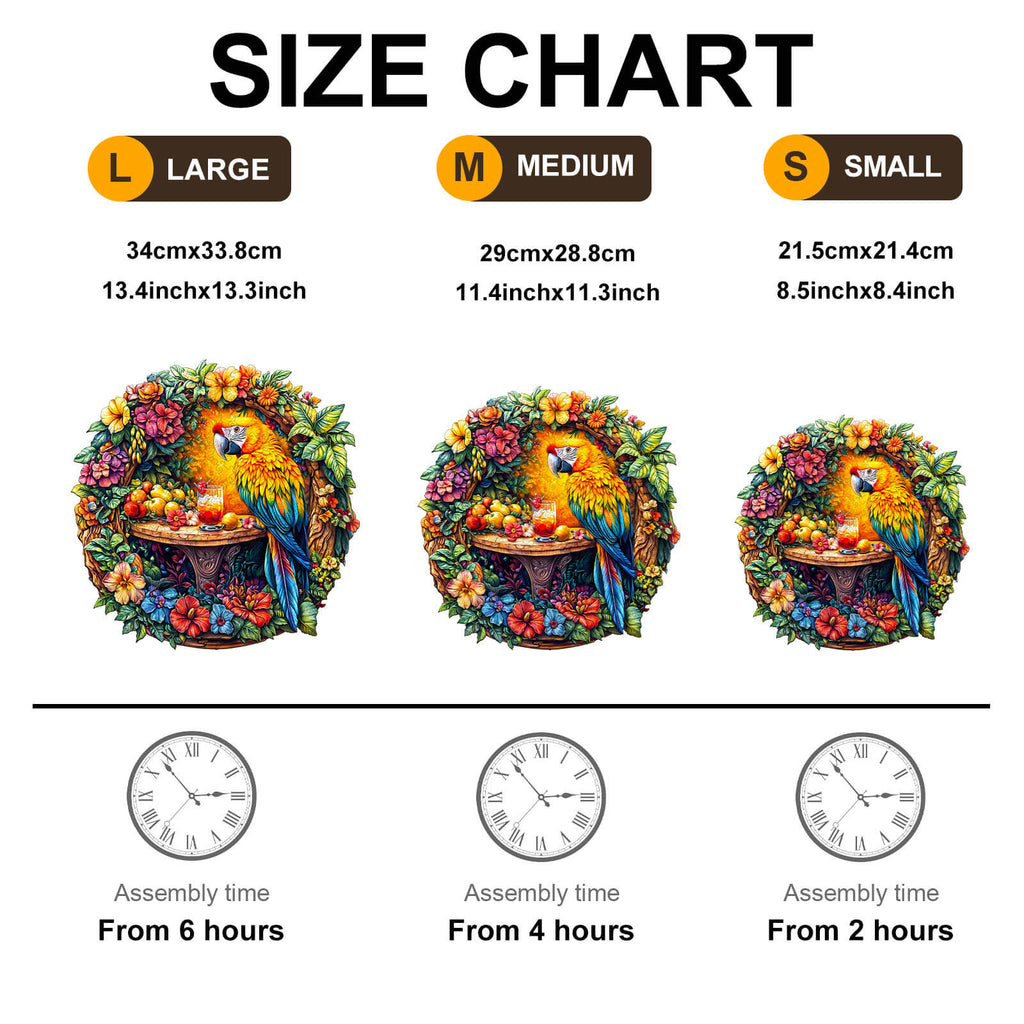 The parrot's tea-2 Wooden Jigsaw Puzzle