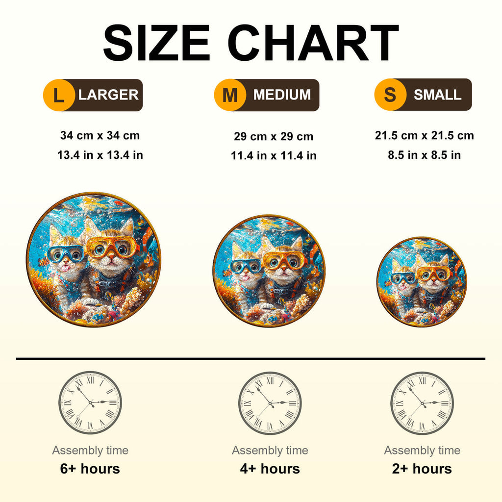 Diving cats Wooden Jigsaw Puzzle