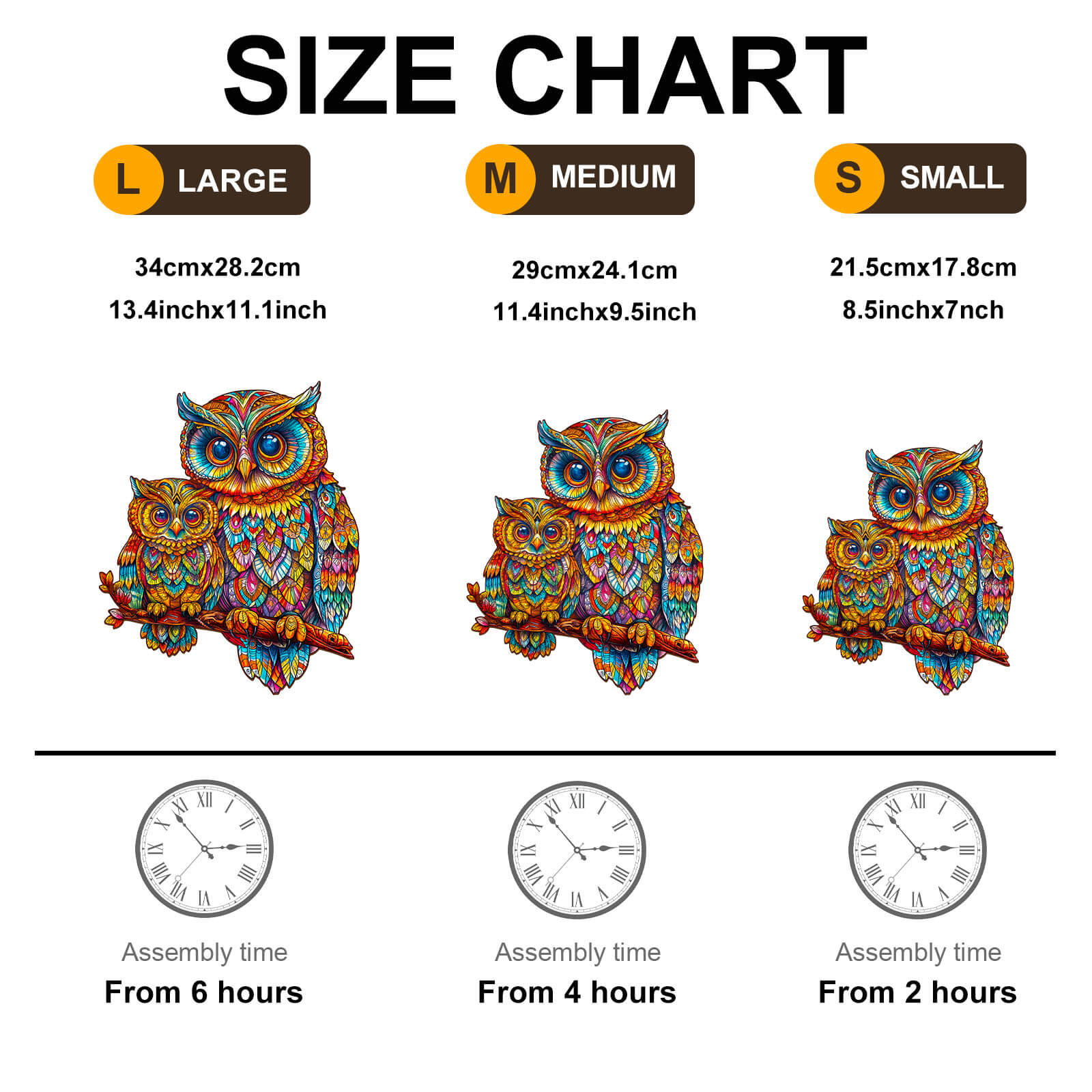 Owl family-3 Wooden Jigsaw Puzzle