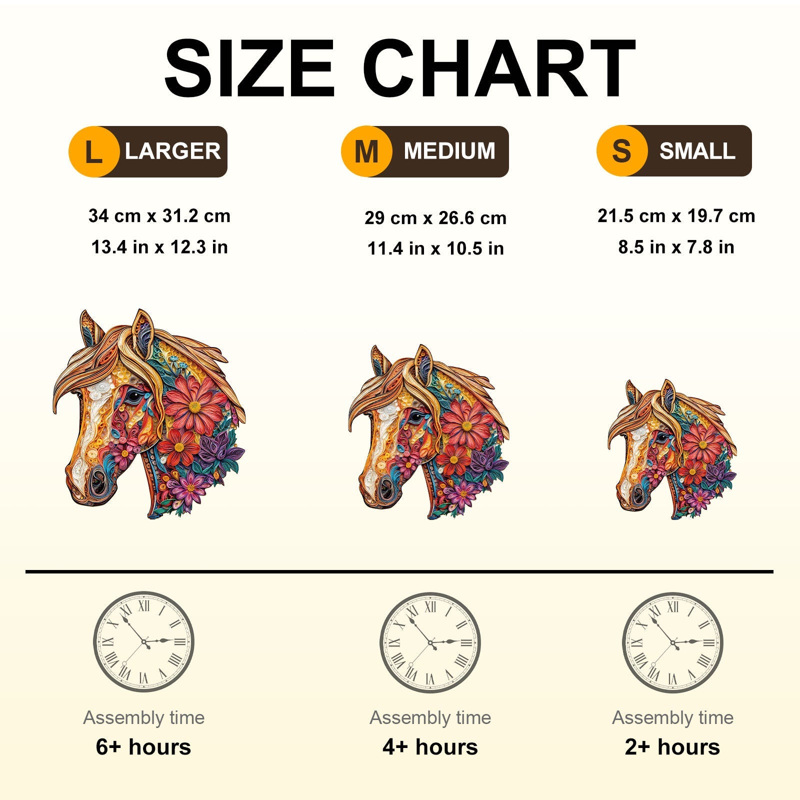 Floral Horse Wooden Jigsaw Puzzle