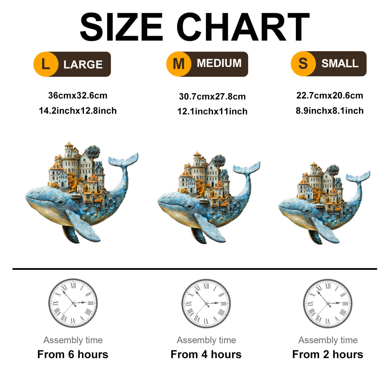 3D Whale City Wooden Jigsaw Puzzle
