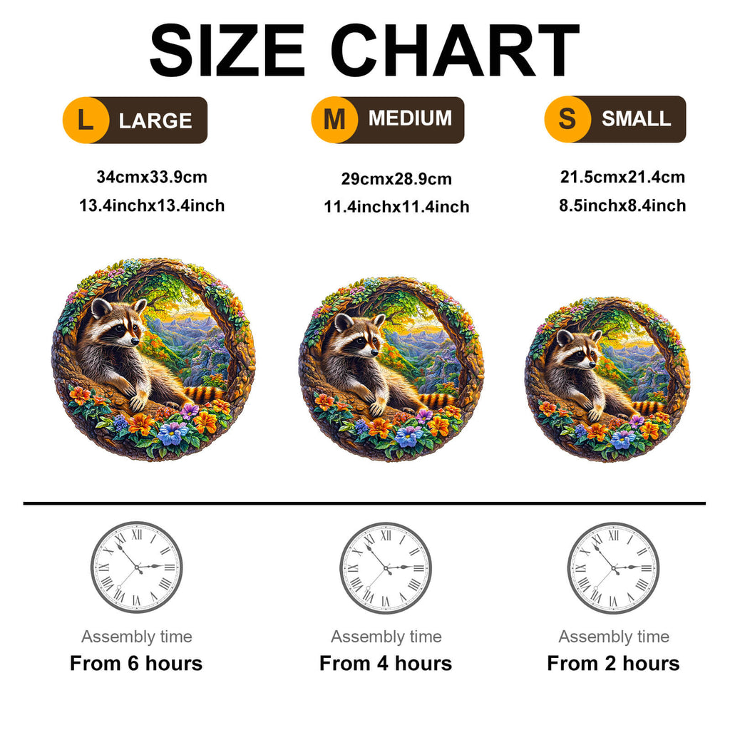 3D Raccoon Bliss Wooden Jigsaw Puzzle