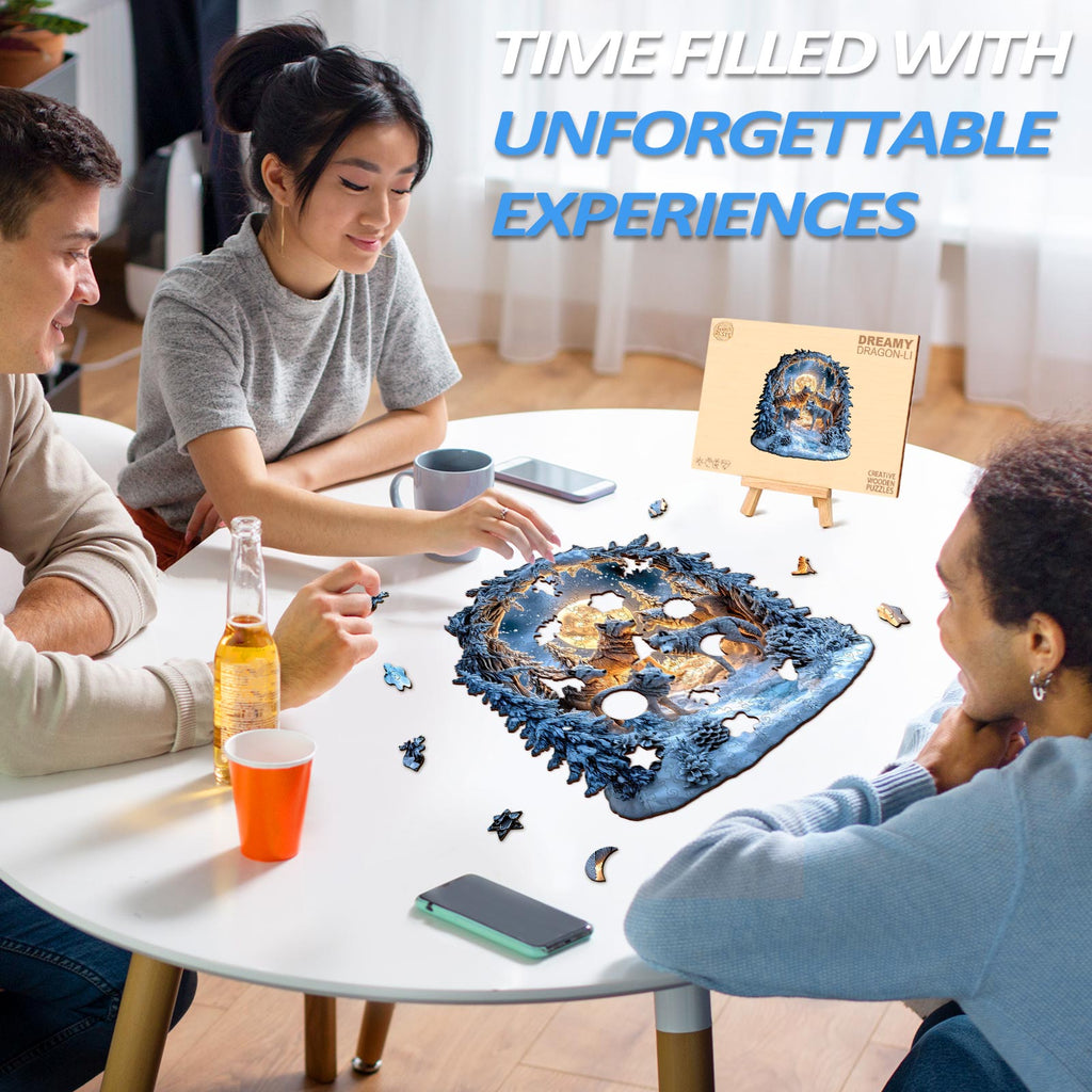 Snowy Night Wolf Pack Wooden Jigsaw Puzzle