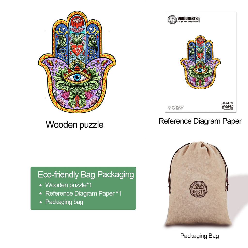 Hand Of Fatima Wooden Jigsaw Puzzle