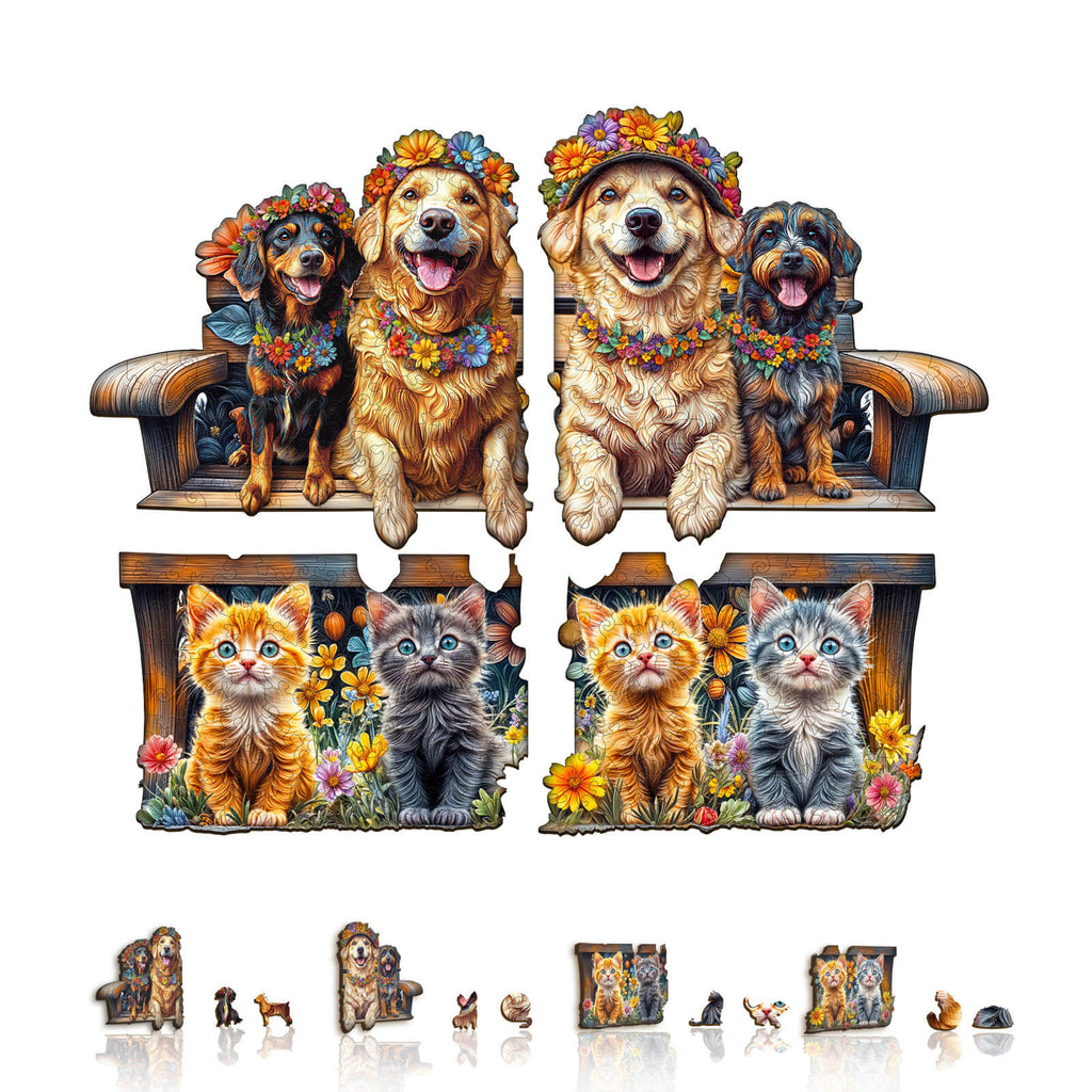 Party Puzzle-Pets on the Bench