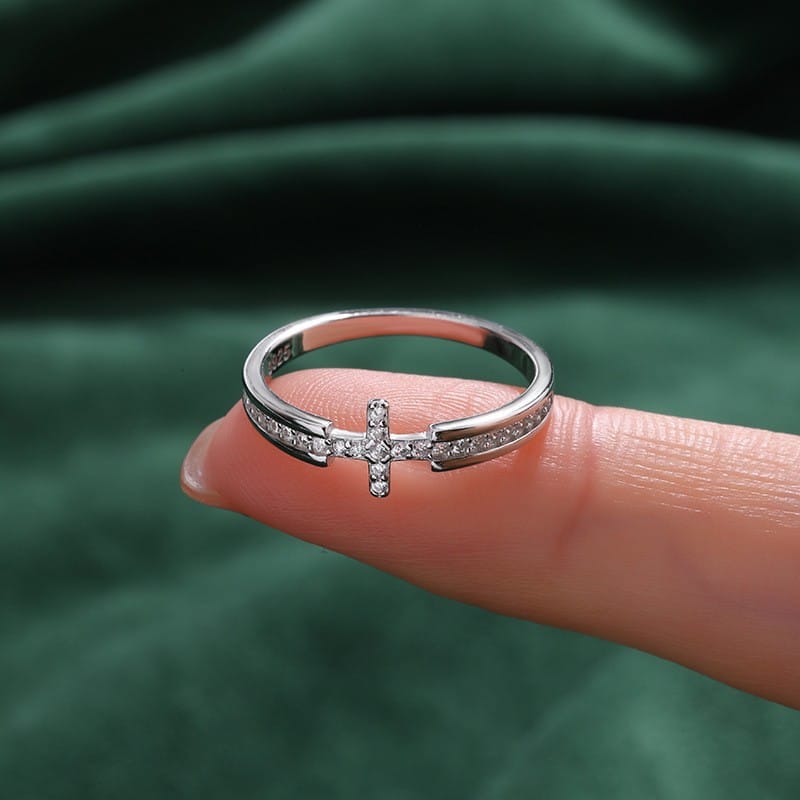 ELEGANT CROSS WITH ZIRCON STONES RING